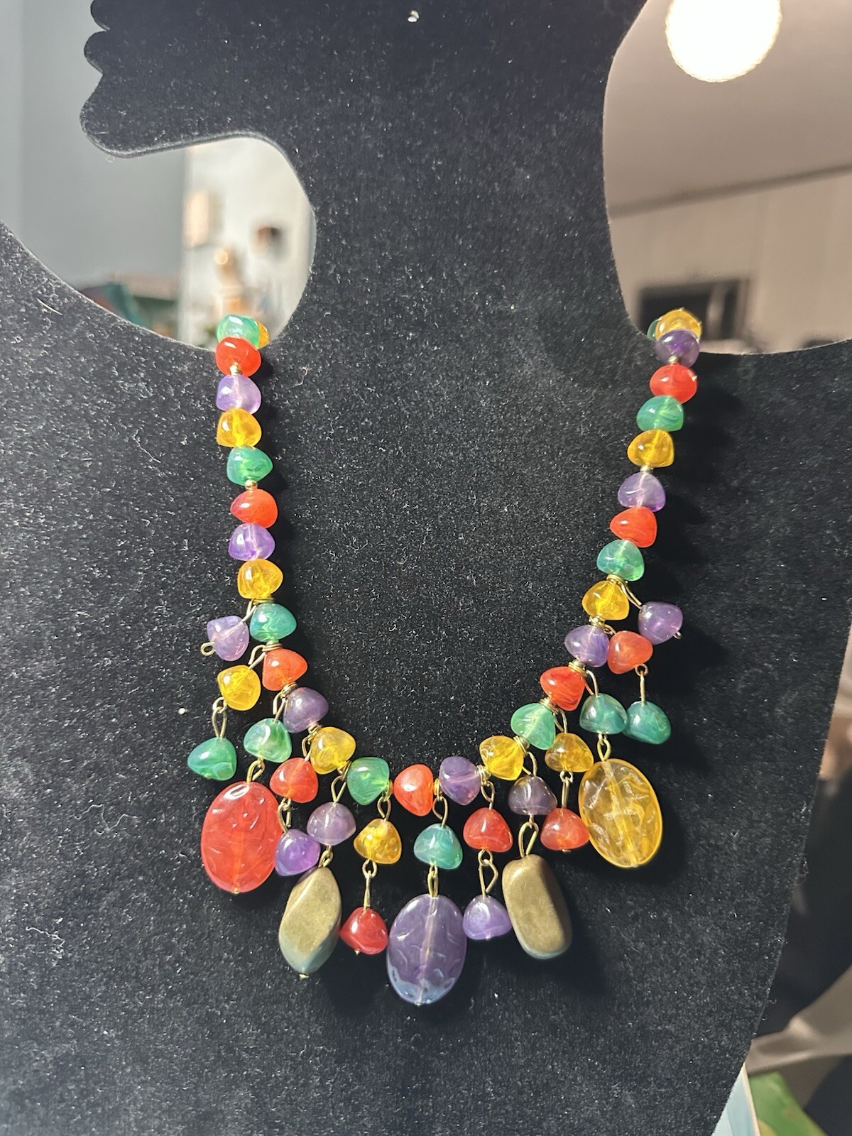 VTG Fruit Salad Style Multi-Color Candy Beaded Necklace – 20” Rainbow Beads