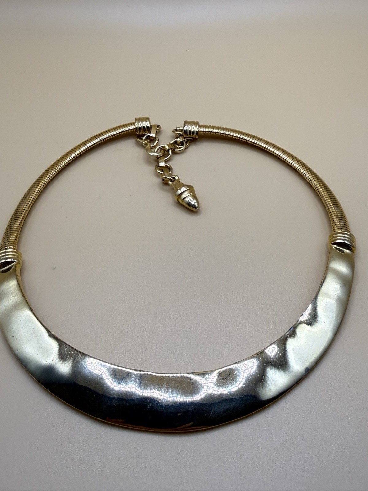 Vintage Unsigned Gay Boyer Gold Tone Stretch Omega Collar Choker Necklace 16 In