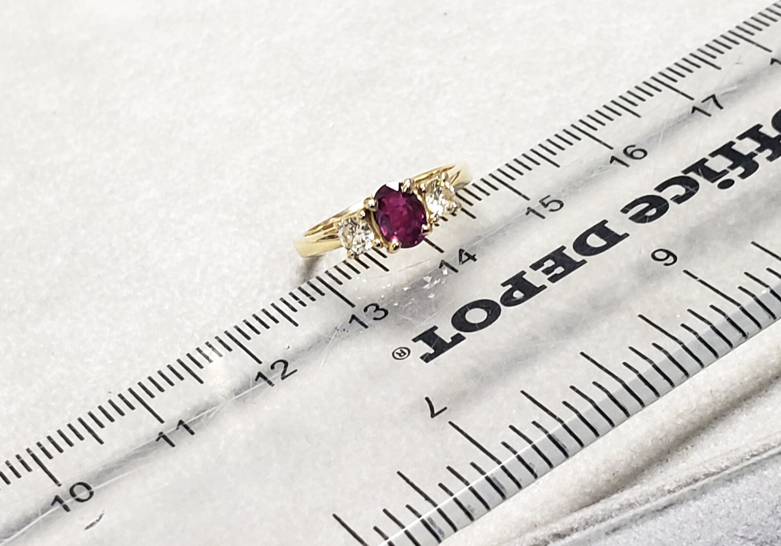 Estate 0.35CT(Est.) Ruby 0.32CT(Est.) Diamond mini Engagement Ring 14K size-5