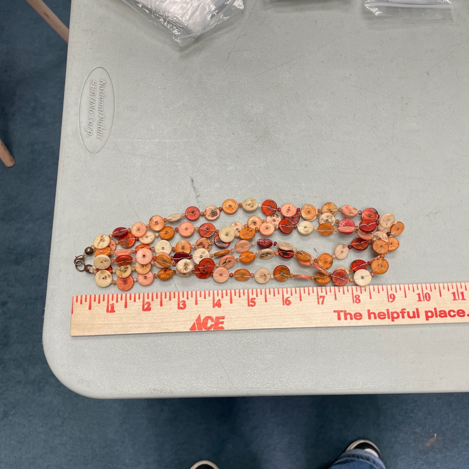 Vintage Multicolor Shell Nugget Nude Dyed Wood Lobster Beaded Necklace – 19″