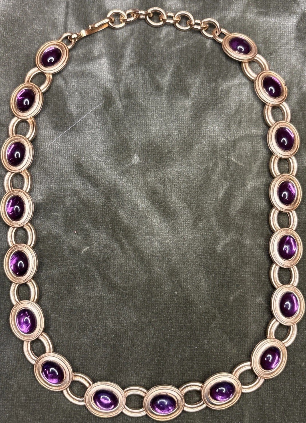 Monet for YSL Vintage Cabochon Necklace Purple Chunky Signed 1980s 16-18” Rare!!