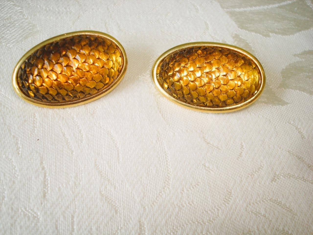 Gold Tone and Glowing Honey Amber Color Clip On Earrings KJ
