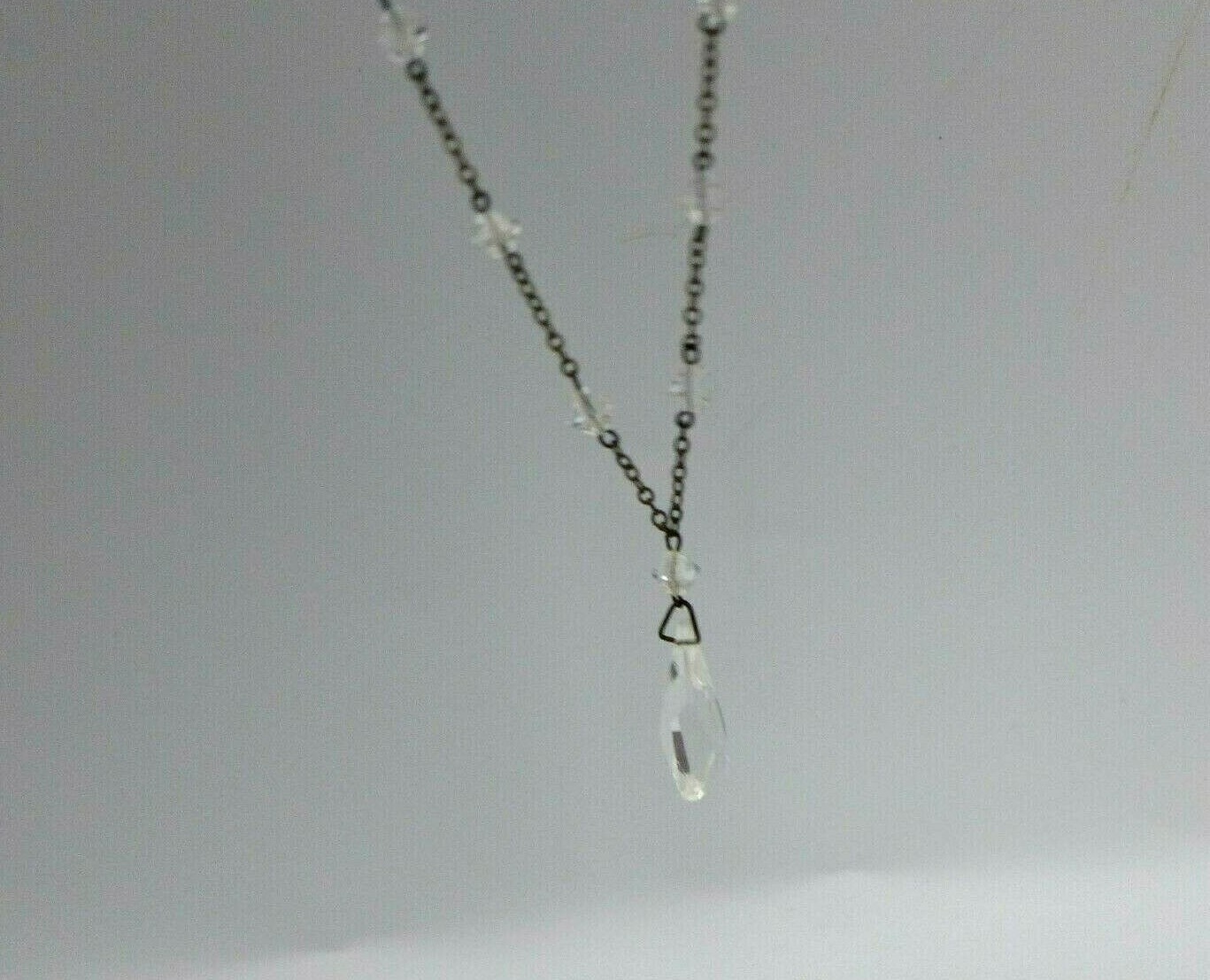 Vintage Crystal Necklace Snap Closure 15″ Silver Plated Estate