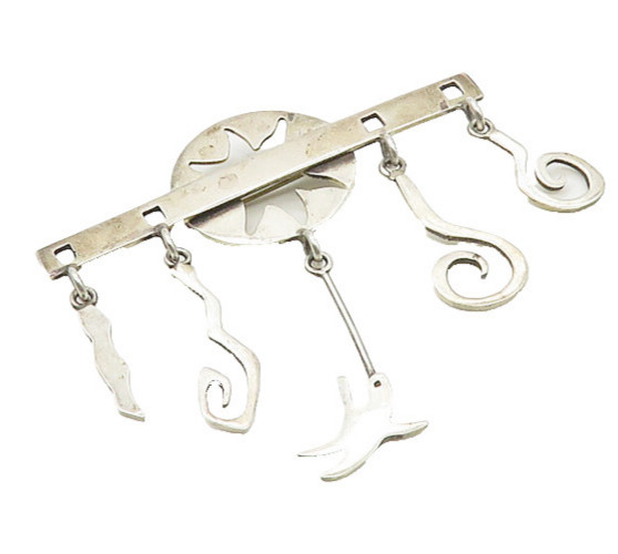 FORBES 925 Sterling Silver Vintage Shiny Swirl Charms Brooch Pin BP7034