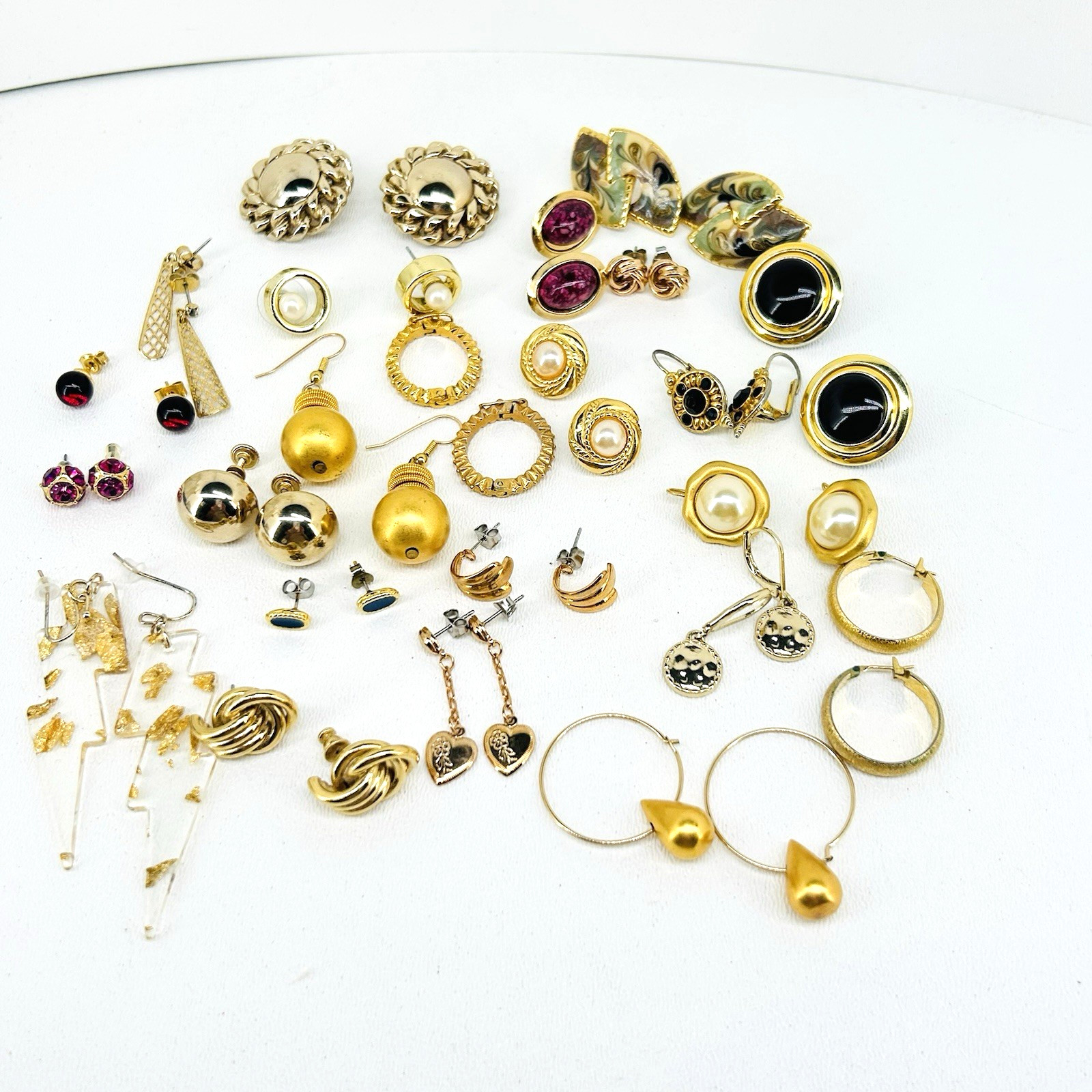 Lot 23 Pairs of Vintage to Modern Assorted Earrings Different Styles and Shapes