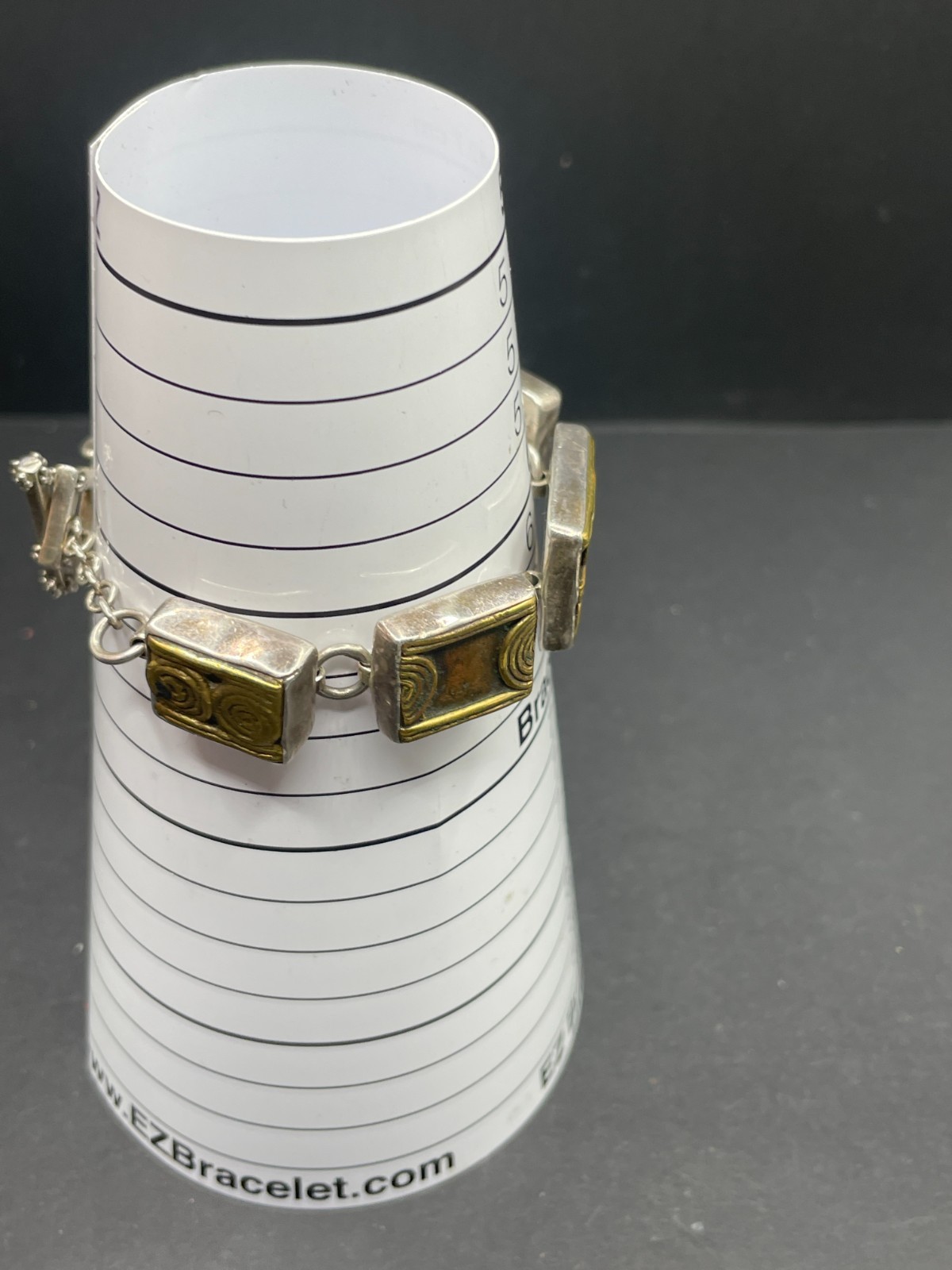 Vintage Amy Kahn Russell AKR Sterling Silver Brass Toggle Bracelet