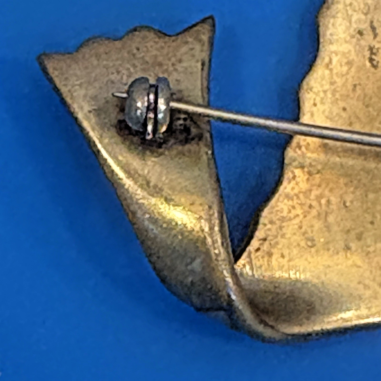 Los Castillo Taxco Mexico Brass Abalone Fish Brooch Pin Signed 2.25″ Vintage