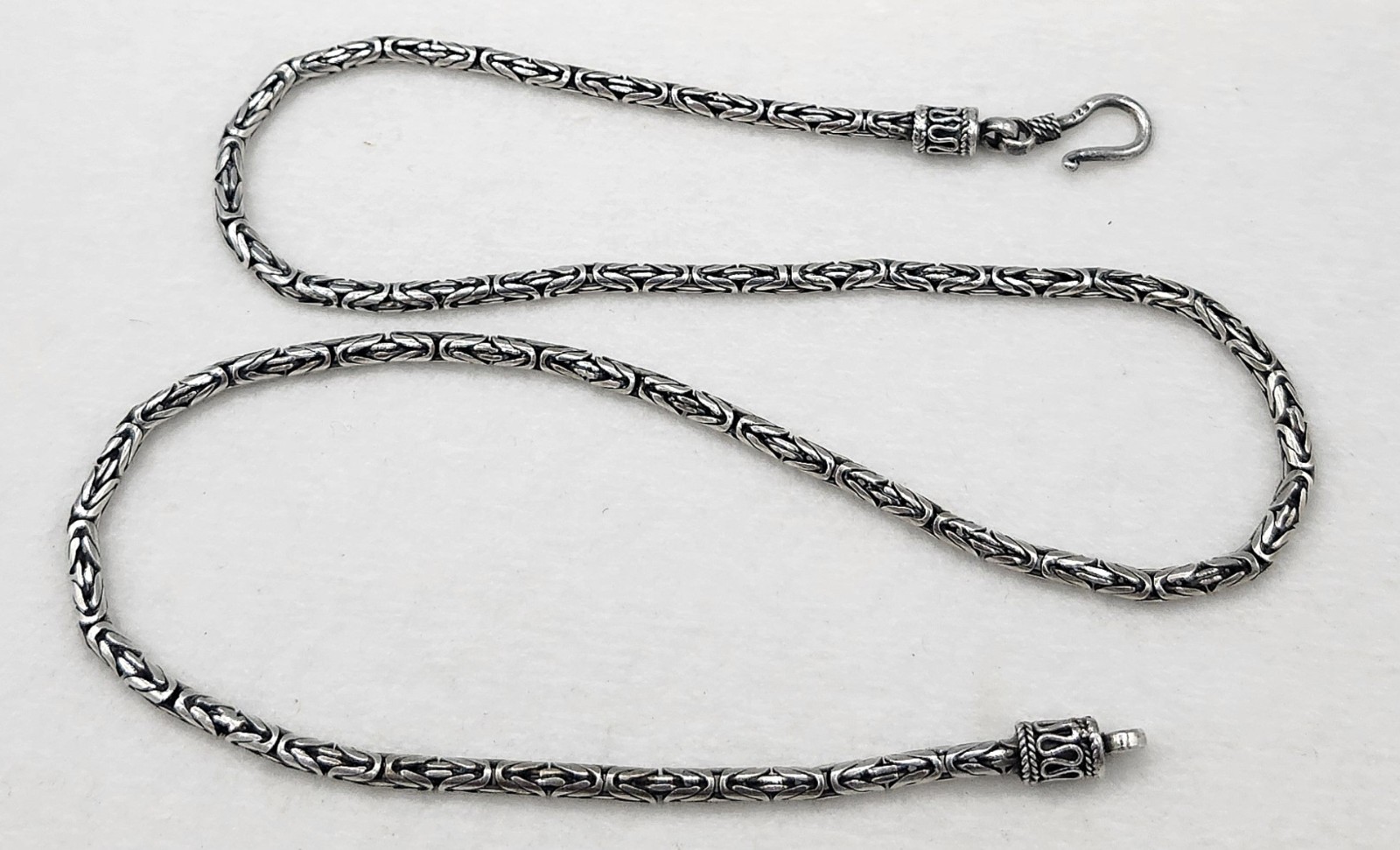 Vintage 925 Sterling Silver Round Bali Byzantine Chain Necklace 19 3/4″ Long 24g