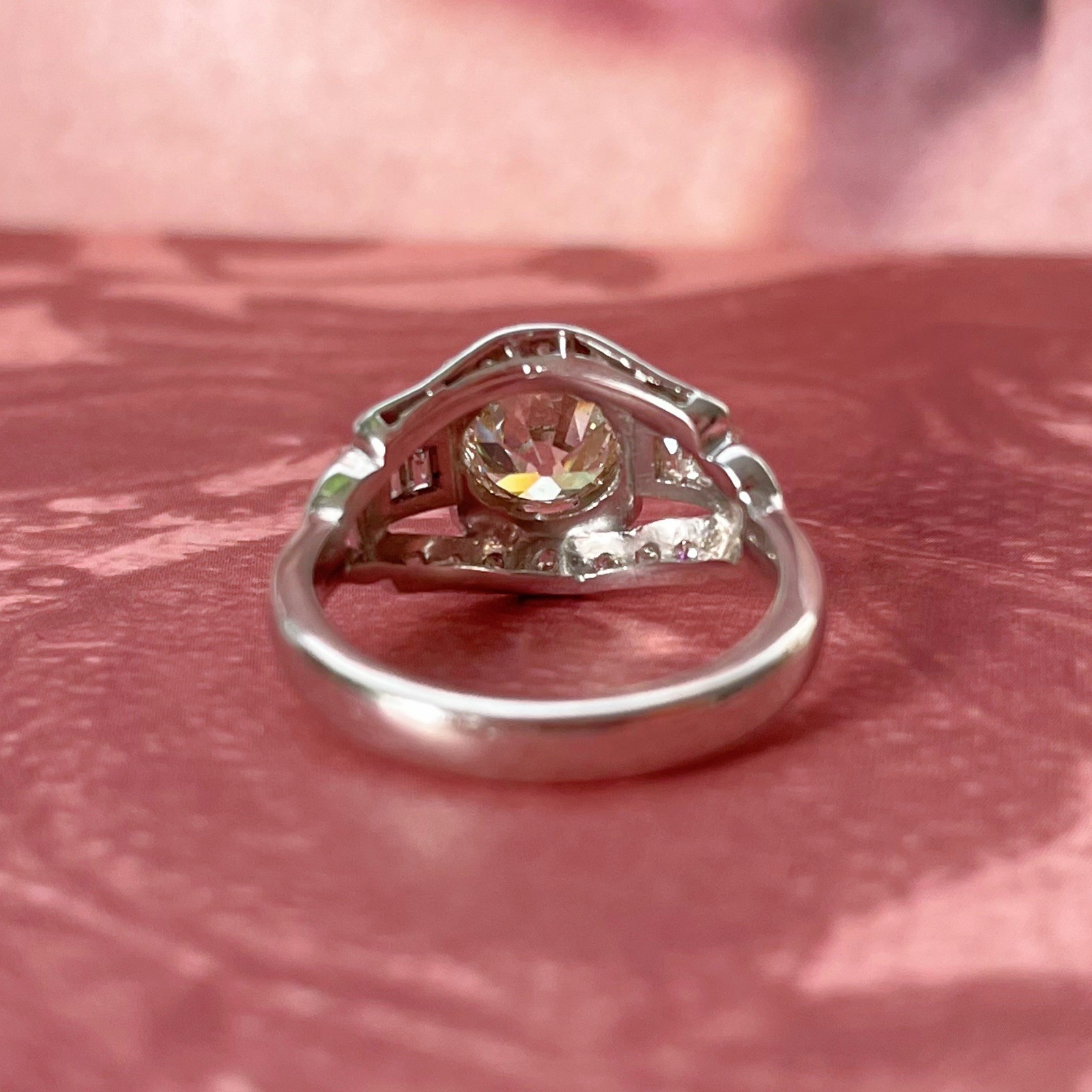 Art Deco Platinum 1.20 Carat Old European Cut Diamond Ring