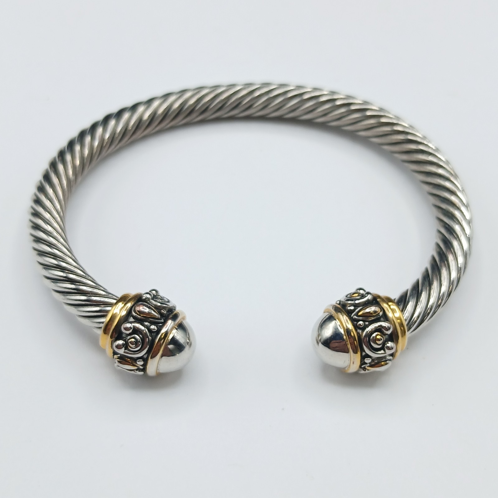 Vintage Gold & Silver Tone Twist Rope Cable Bangle Bracelet