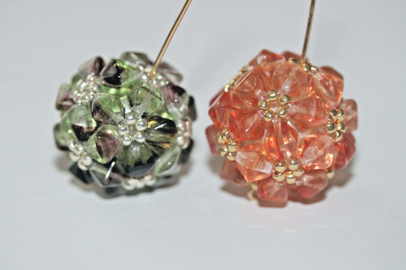 Vintage Czech Fire-polished Glass Beads Beaded Flower Ball