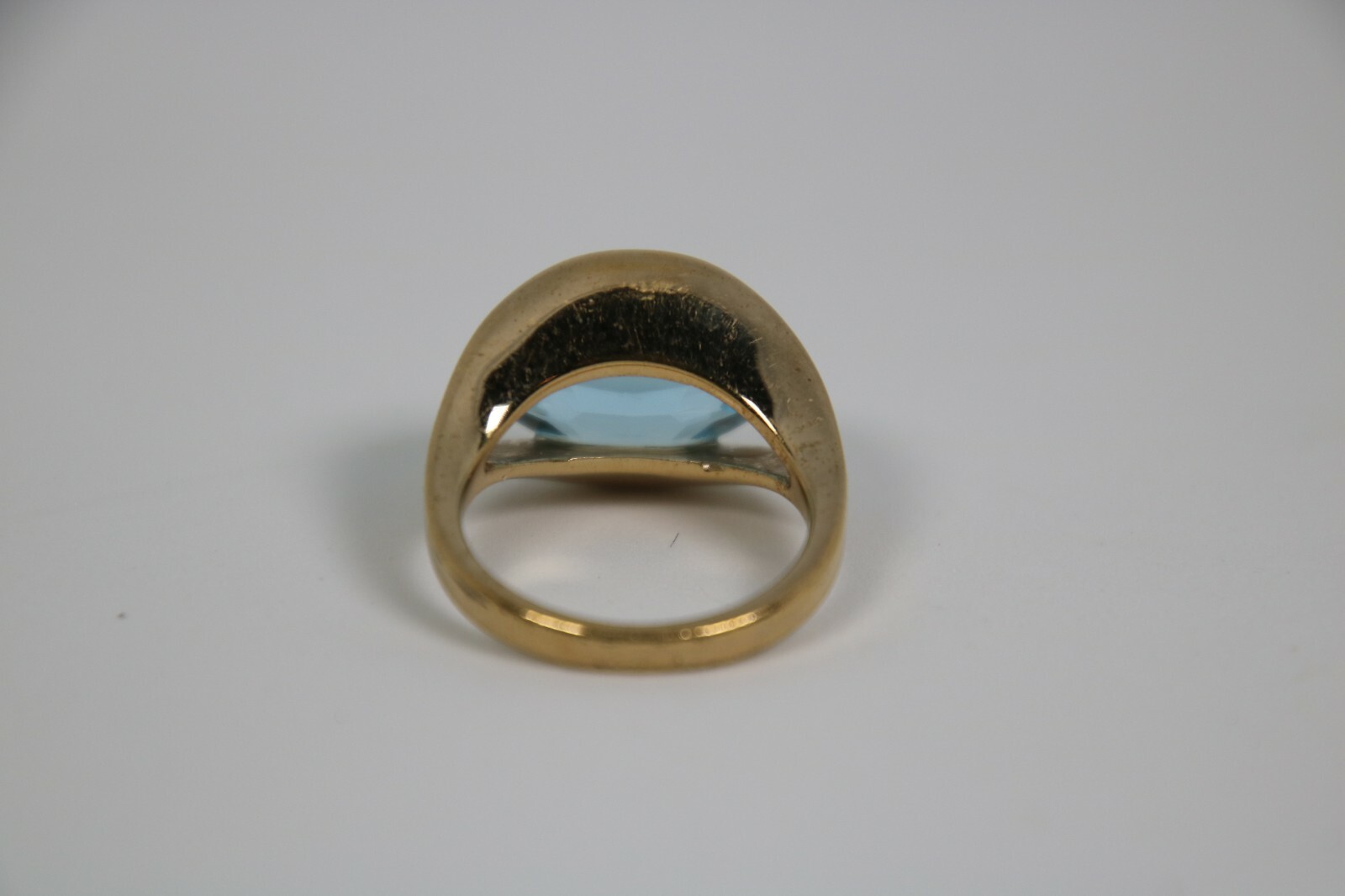 Beautiful 14K Gold Plated Joseph Esposito Oval Shaped Blue Topez Ring, Size 6
