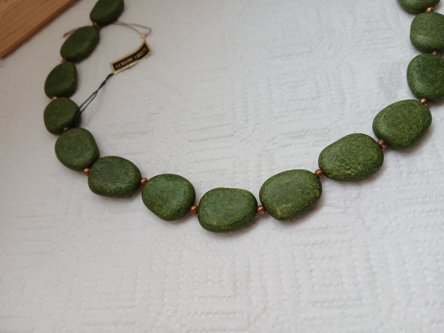 Vtg Retro/Mid Century Style Genuine Green Lucite 24″ Necklace Made In Hong Kong