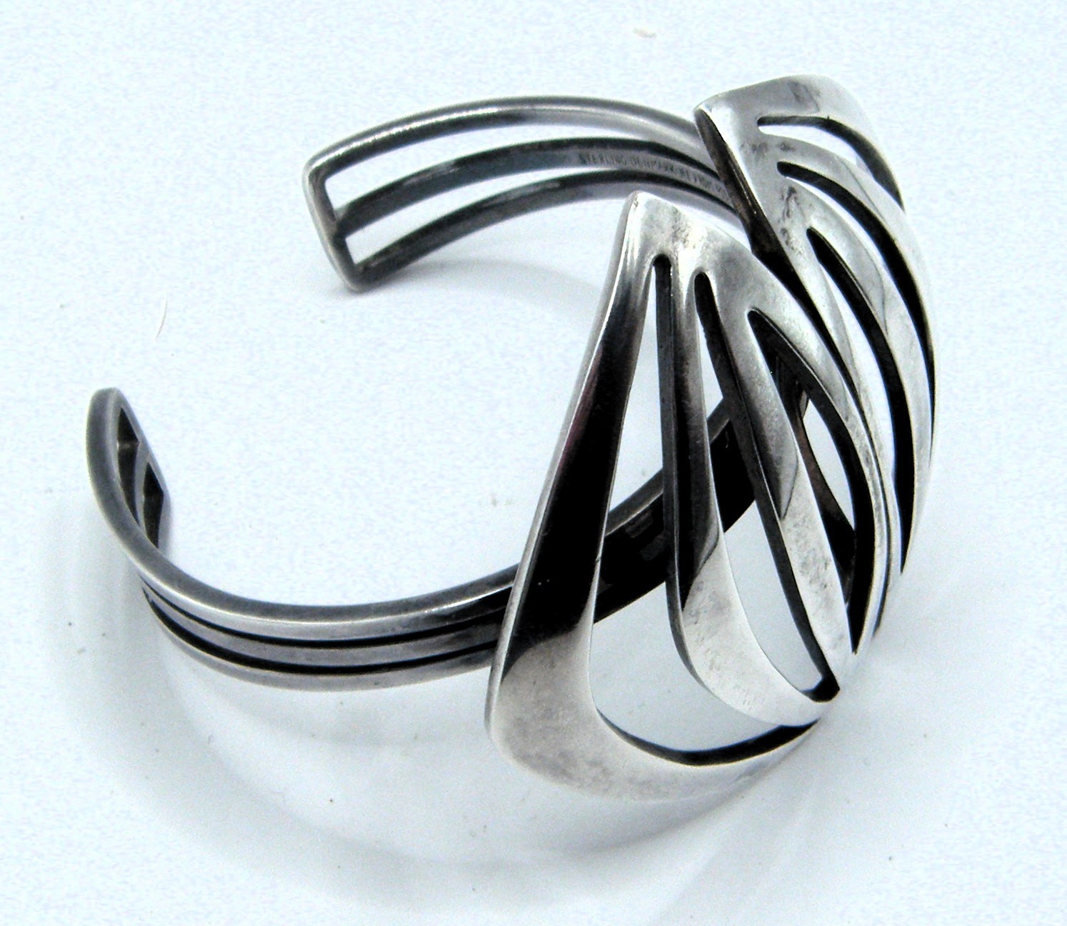 Niels Erik Sterling Silver 925 Modernist Abstract Cuff Bracelet Denmark N E From