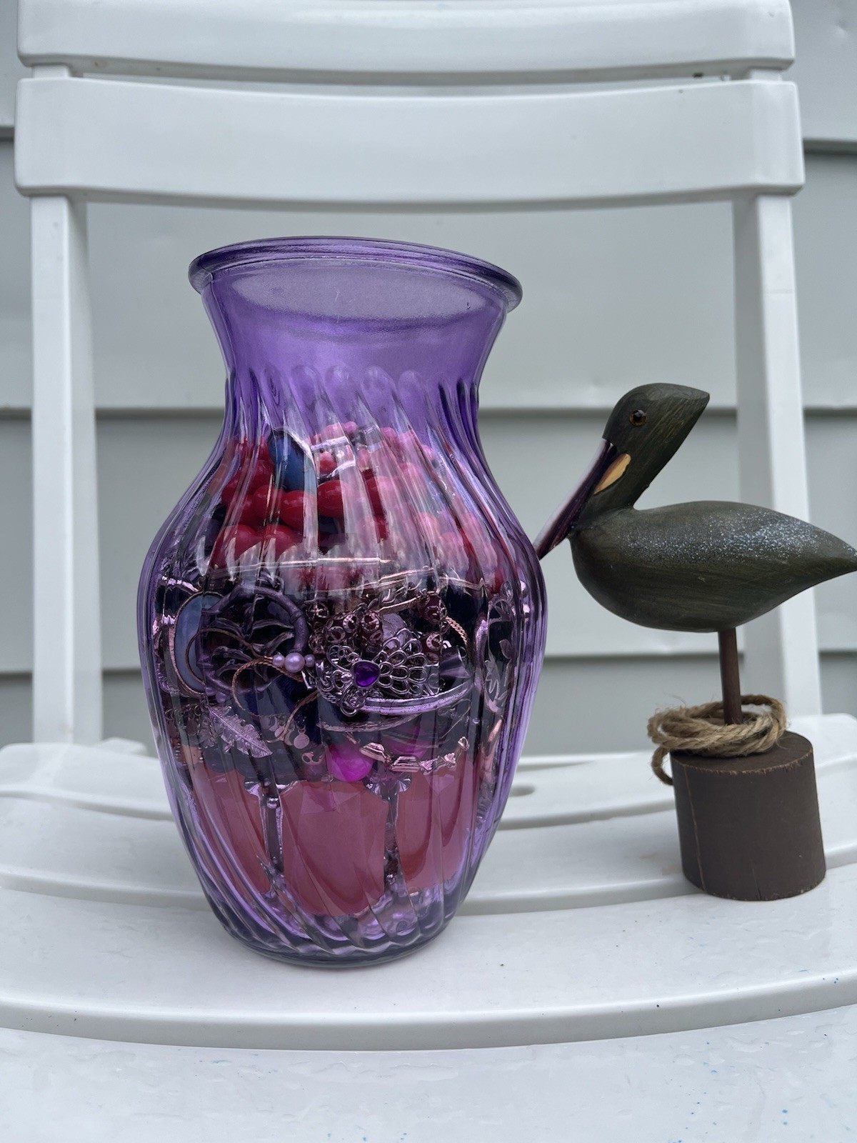 PURPLE Mystery Jewelry Jar- Vintage & Modern Jewelry- Trifari Lisner Avon- 3 Lbs