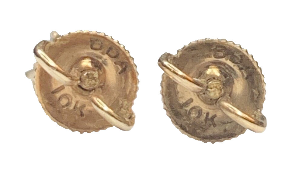 1940s 10K Gold Clear Paste BDA Budlong Docherty & Armstrong Thread Post Earrings