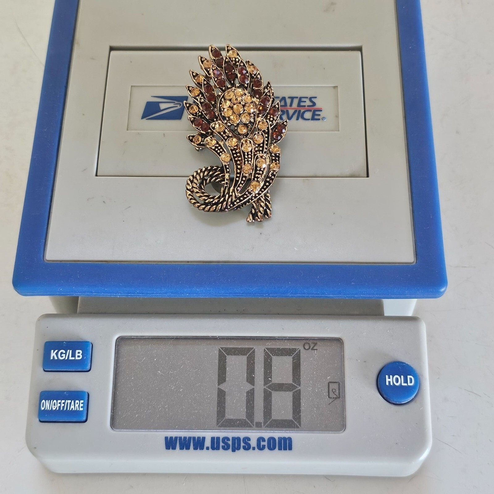 Vintage Yellow Brown Crystal Rhinestone Floral Big Brooch Pin Pendant Gold Tone