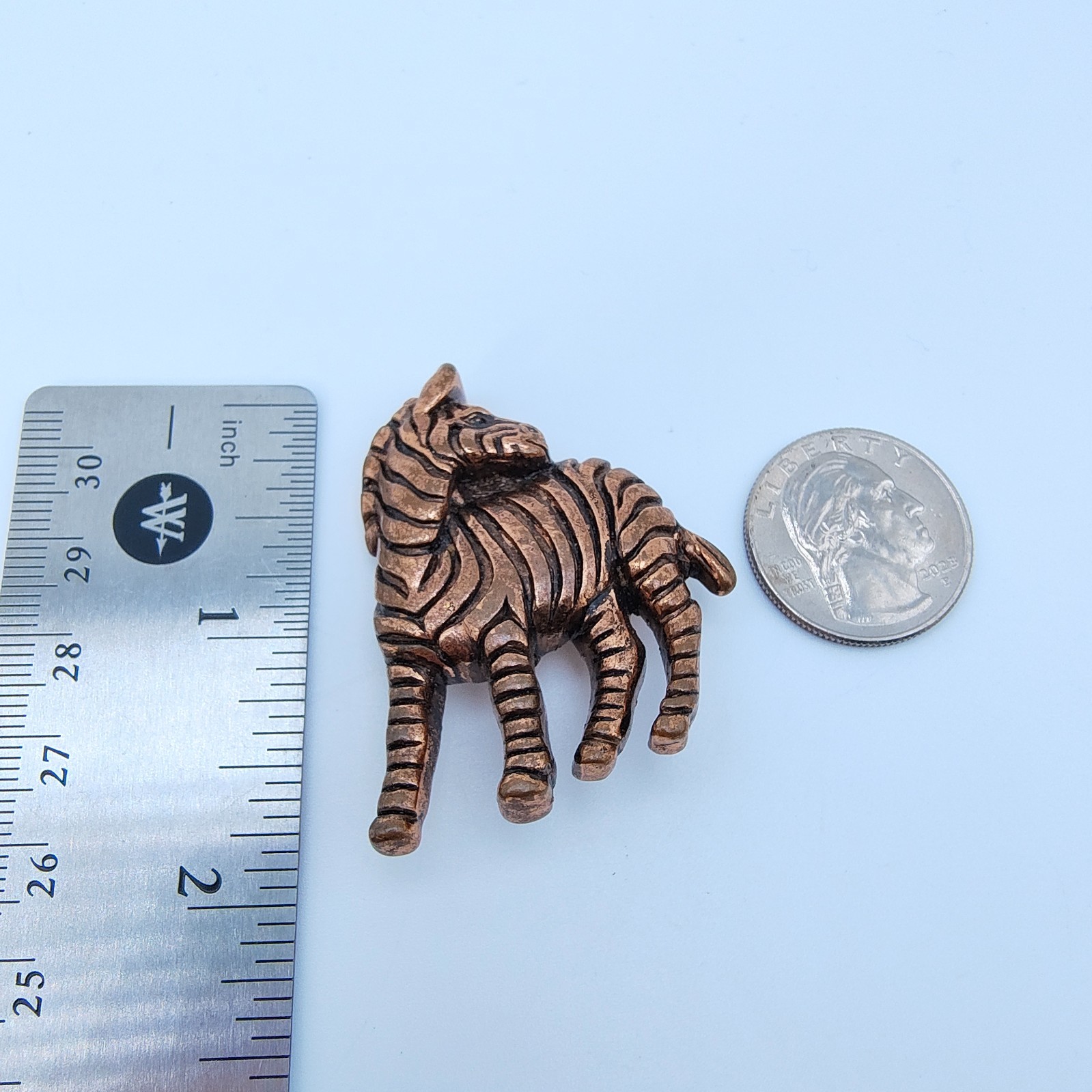 Vintage Zebra Brooch Copper Tone Textured Animal Figural Retro Safari Chic