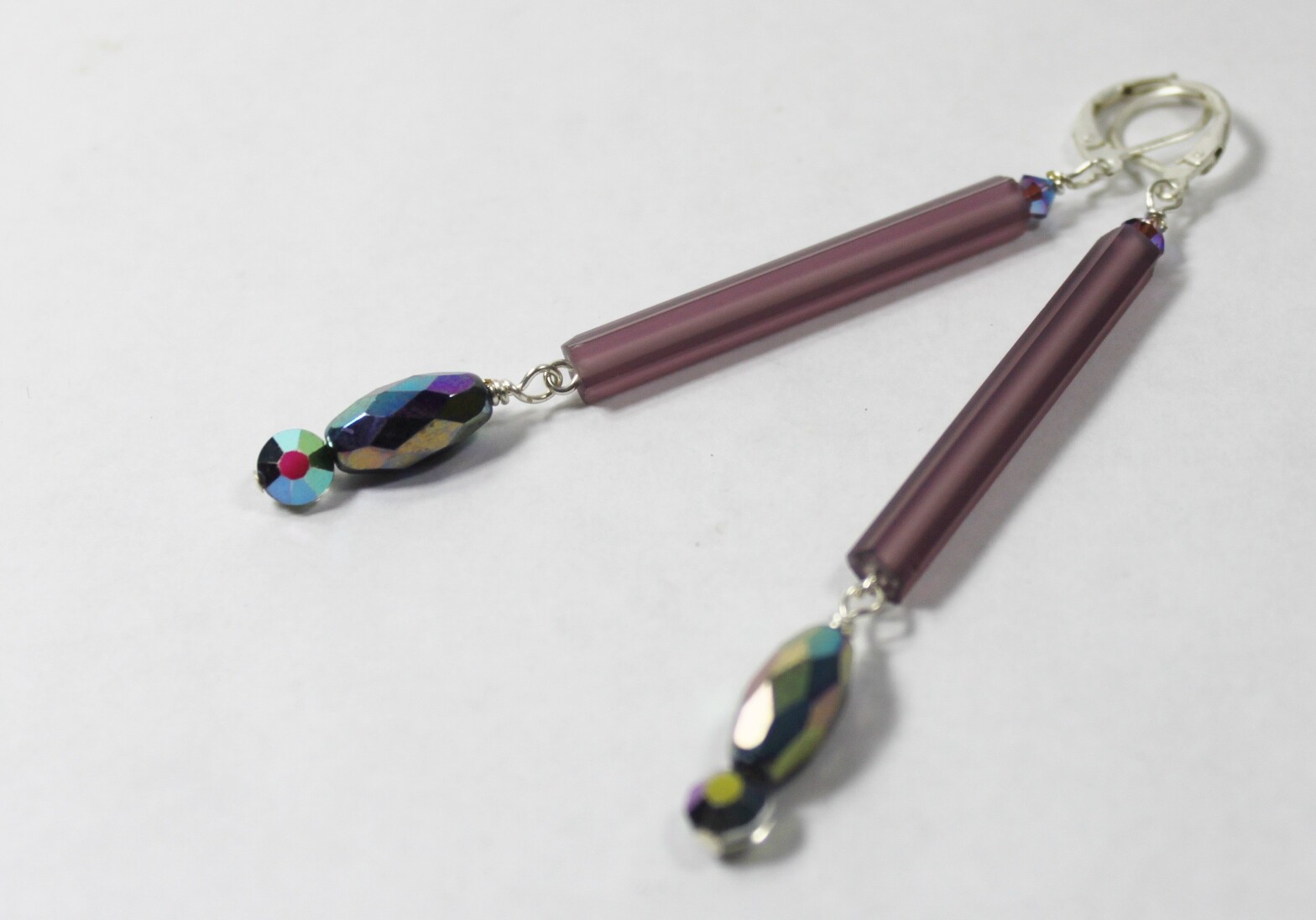 Antique Lamp Fringe Earrings Czech Glass Swarovski Crystal Handmade OOAK Artisan