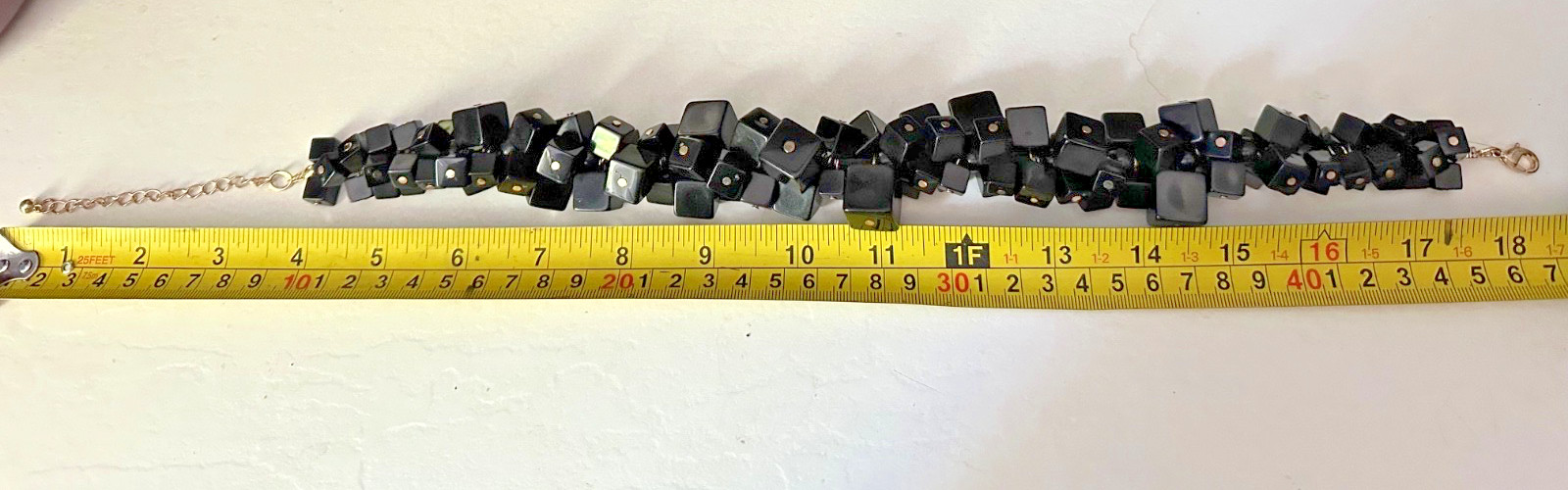 Chunky Black Acrylic Overlapping Cube Choker Necklace…Unique!