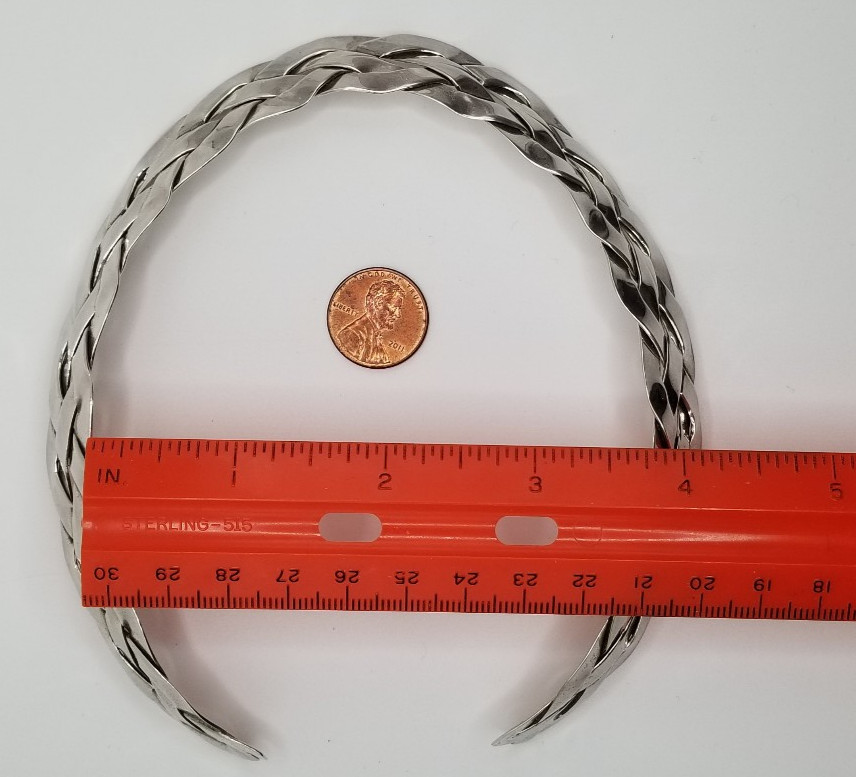 Vintage Sterling Silver Braided Collar Choker Necklace 17.5mm Wide