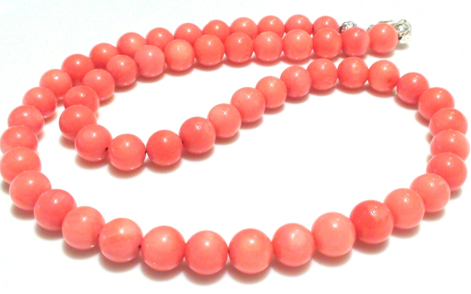 VINTAGE! 213.25ct 100% NATURAL PINK SALMON JAPANESE MOMO CORAL 925 SILVER CLASP