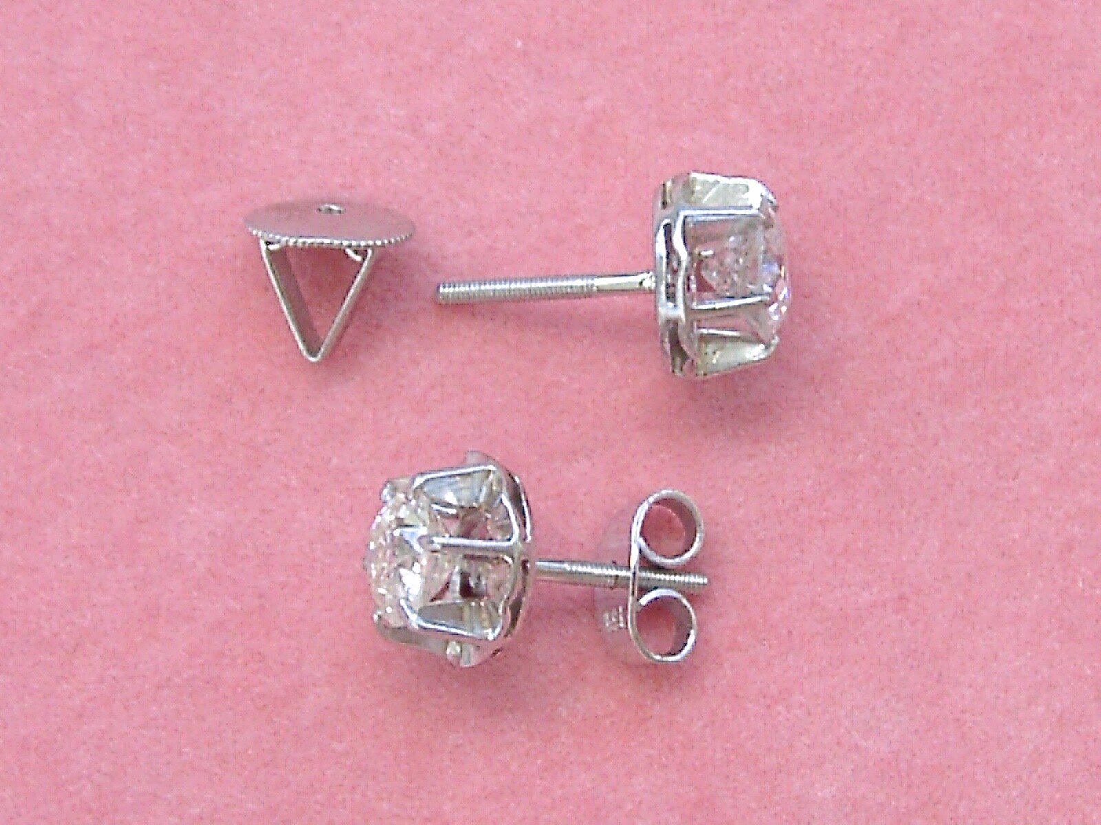 ANTIQUE 1.20ctw MINE DIAMOND 8 mm BALLERINA SETTING PLATINUM STUD EARRINGS 1930