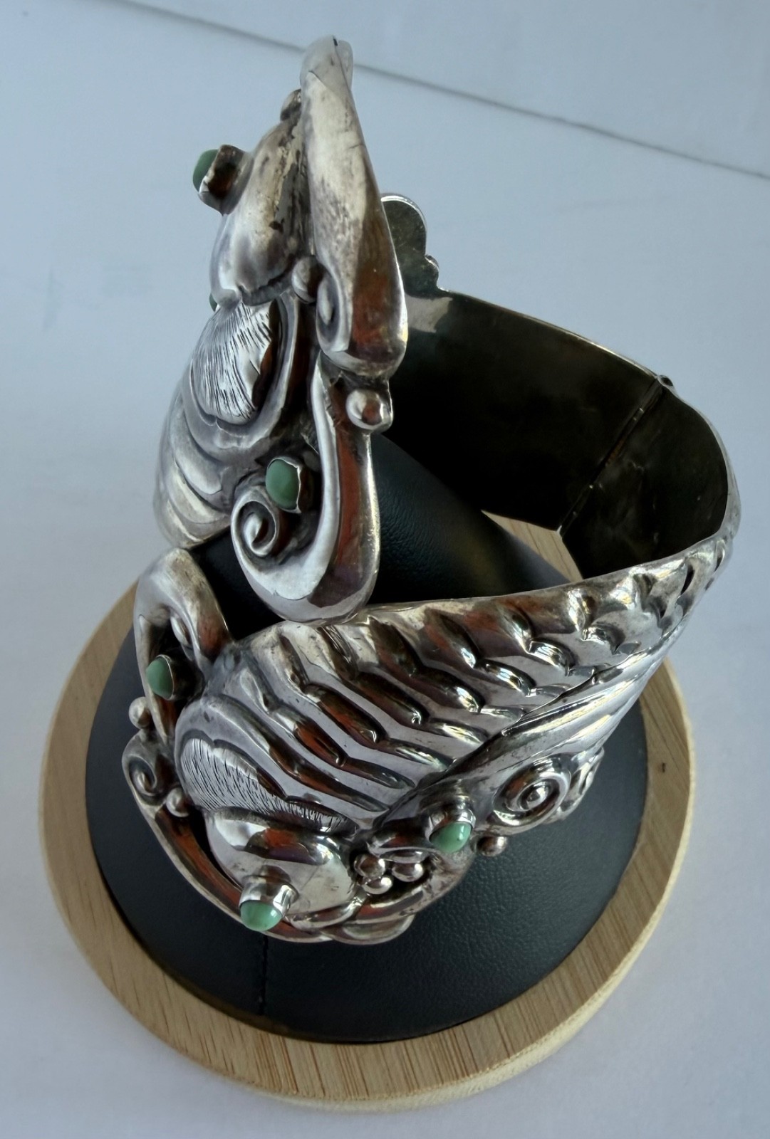 STERLING TAXCO MEXICO DOUBLE KOI FISH CLAMPER BRACELET SIGNED E.D. PICHARDO