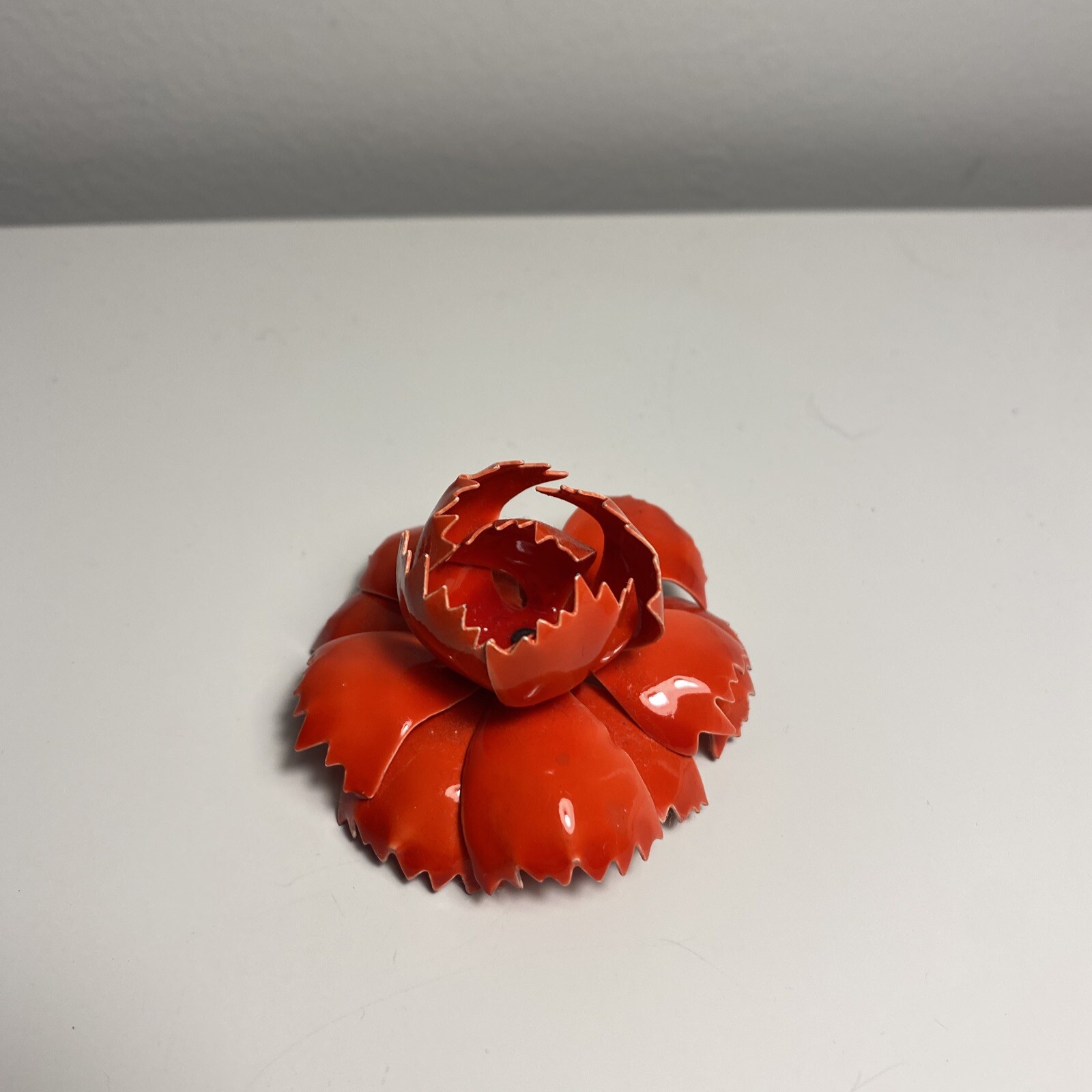 Vintage Enamel Red Pin Brooch Poppy Carnation Flower Painted Spring Jewelry