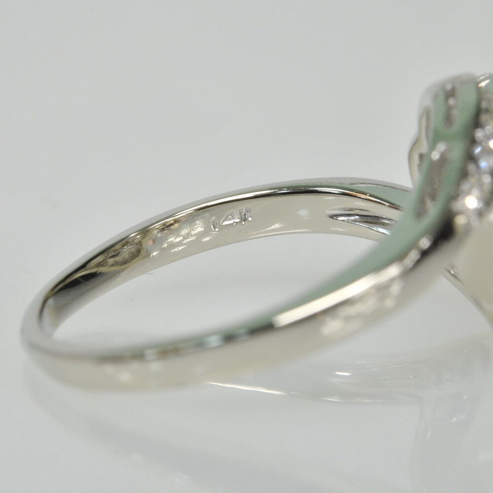 Vintage 14k White Gold 5/8Ctw Old European Single Cut Diamond Right Hand Ring