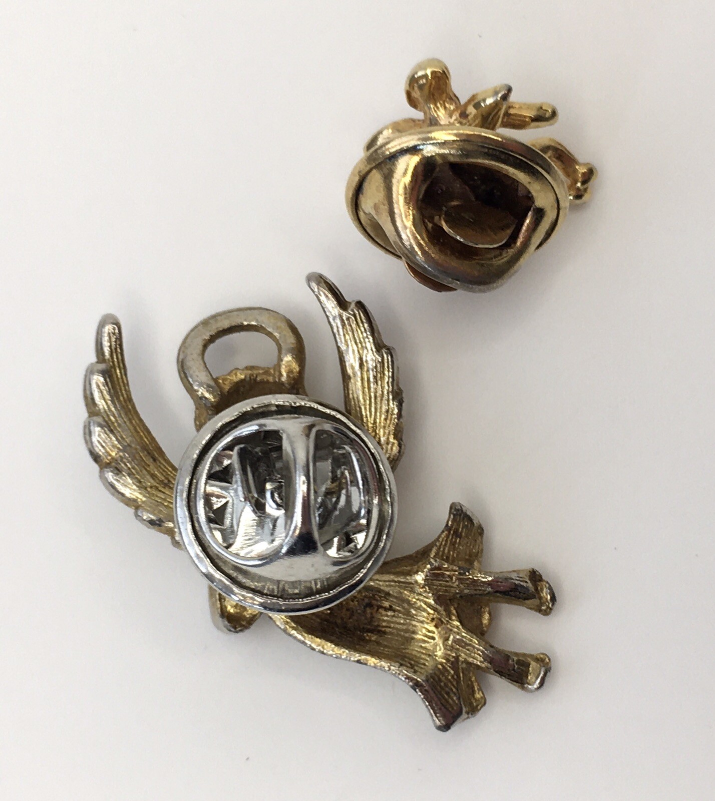Guardian Angel Lapel Tack Pin Lot of 2 Gold Tone