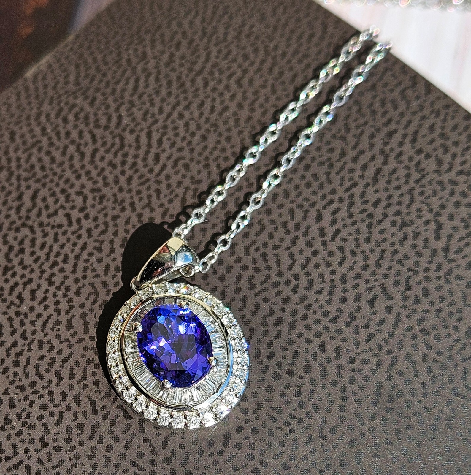 Rhapsody AAAA OVAL Tanzanite E-F VS Baguettes Diamonds 3.45ctw Platinum Pendant