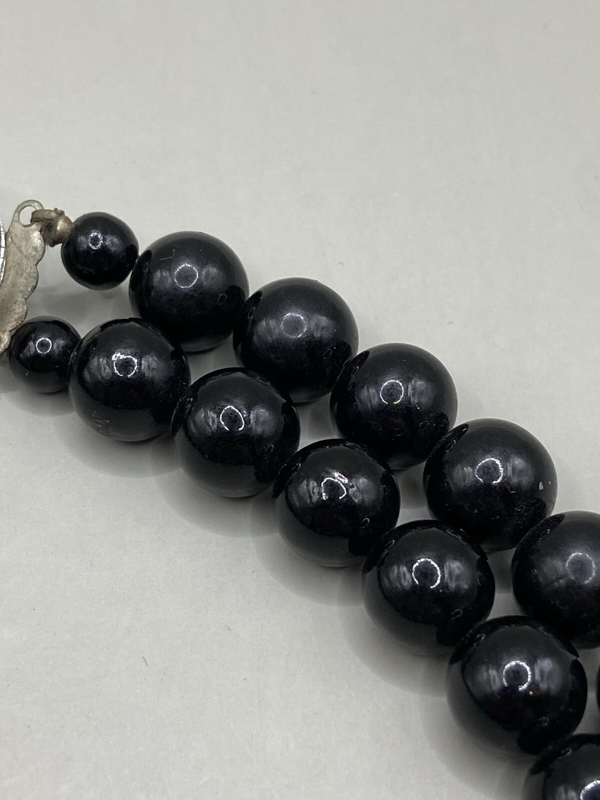 Vintage Classic Crystal Glass Faceted Bead 50/60s Necklace Black Japan
