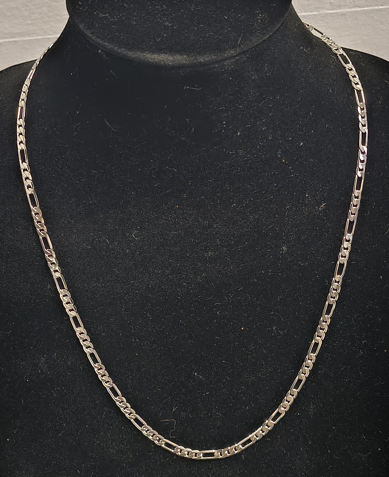5mm 24in 14k White Gold Plated Italian Figaro Necklace