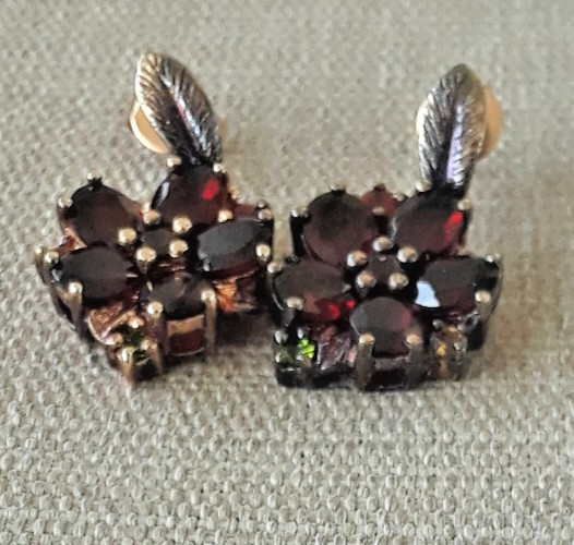 Vintage STS 925 Gold tone Sterling Crystal Dangle Earrings About 1″ Long/Dangle