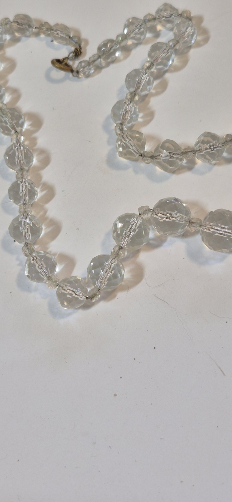 Unbranded Vintage Rock Crystal Graduated (4-14mm) Bead Necklace 16″ Length