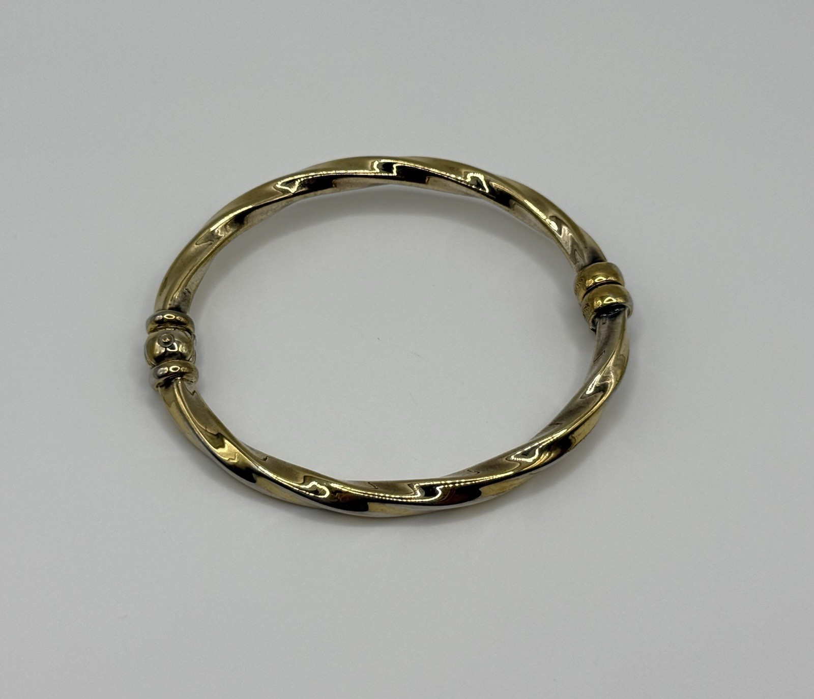 Vtg Vermeil Sterling Silver Twist Bangle Bracelet 6.25”