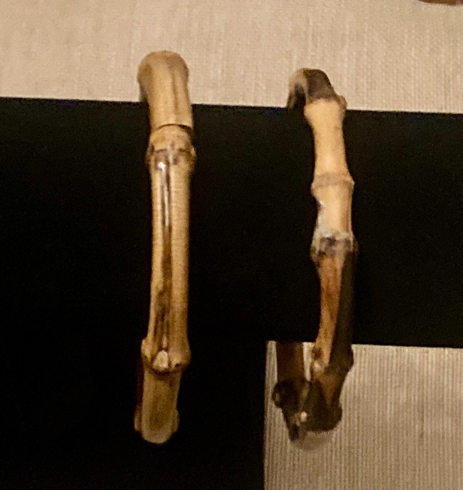 Vintage Burned Bamboo Wood Bangle Bracelet Rustic Boho Lot of 2