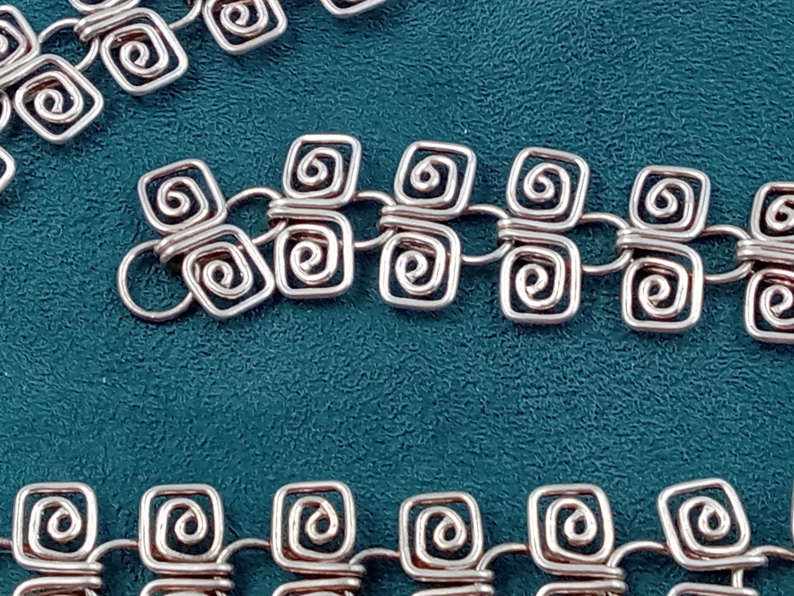 16.5″ Artisan Greek key Design Sterling Silver Necklace w. Hook Clasp – 40 grams