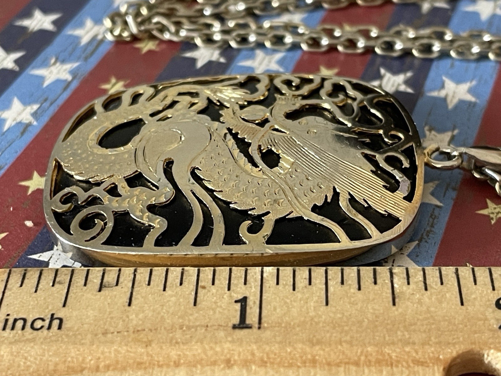 Beautiful Vintage Black Onyx Dragon Pendant Necklace Heavy Asian Theme?