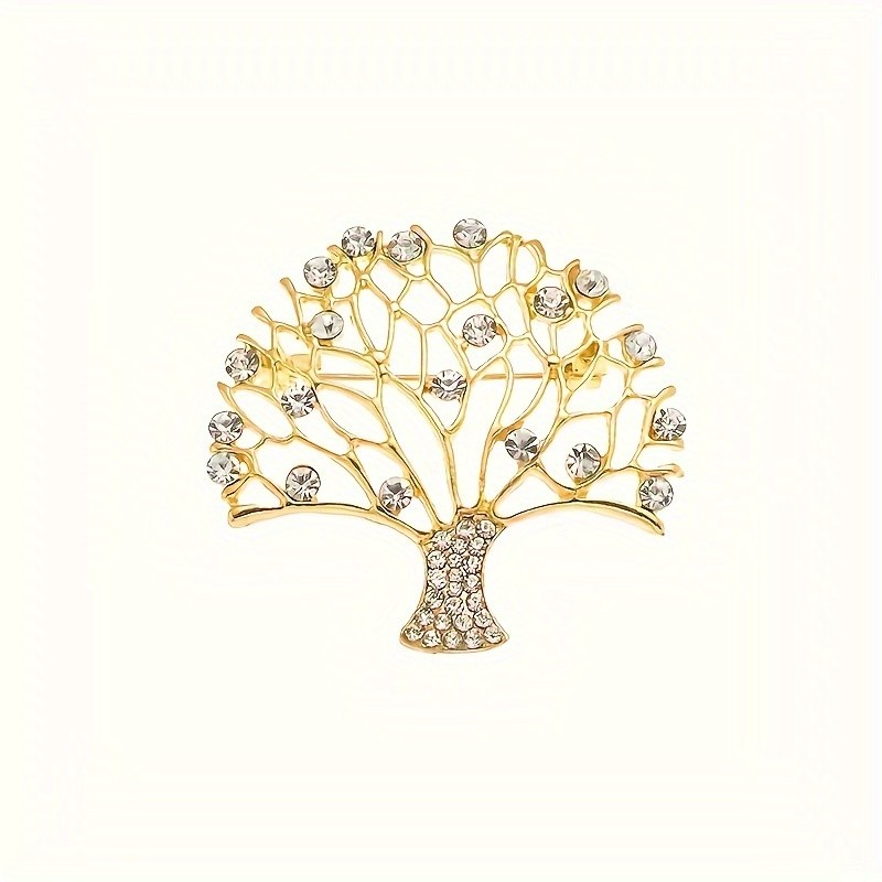 Fashion Tree of Life Brooch Pin with Rhinestone Elegant Alloy Wedding Party Gift
