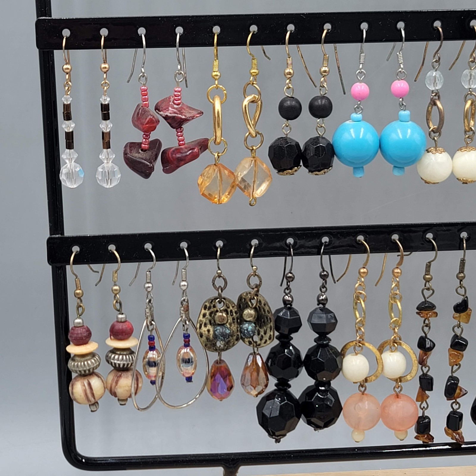 Lot of 44 Beaded Pierced Earrings Multi color ALL Dangle 11