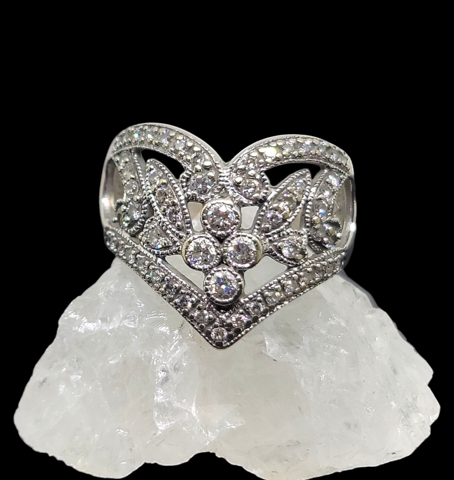 Vintage 14K White Gold 1.00 CTW Natural Diamond Filigree Band