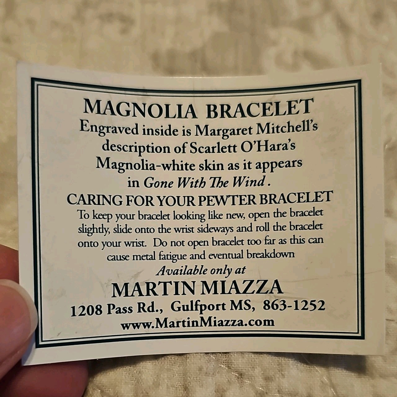 Salisbury Martin Miazza Exclusive Heavy Pewter Magnolia Bracelet Gone With Wind