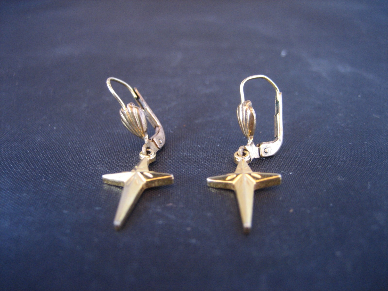 Vintage GES GESCH (Gesetzlich Geschutzt) West Germany Gold Tone Hook Earrings