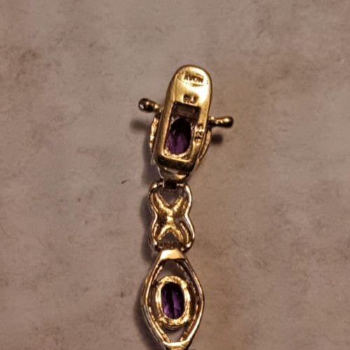 Vtg Avon RJ 8″ Bracelet 925 Sterling Silver Gold Tone w/ Amethyst Colored Stones