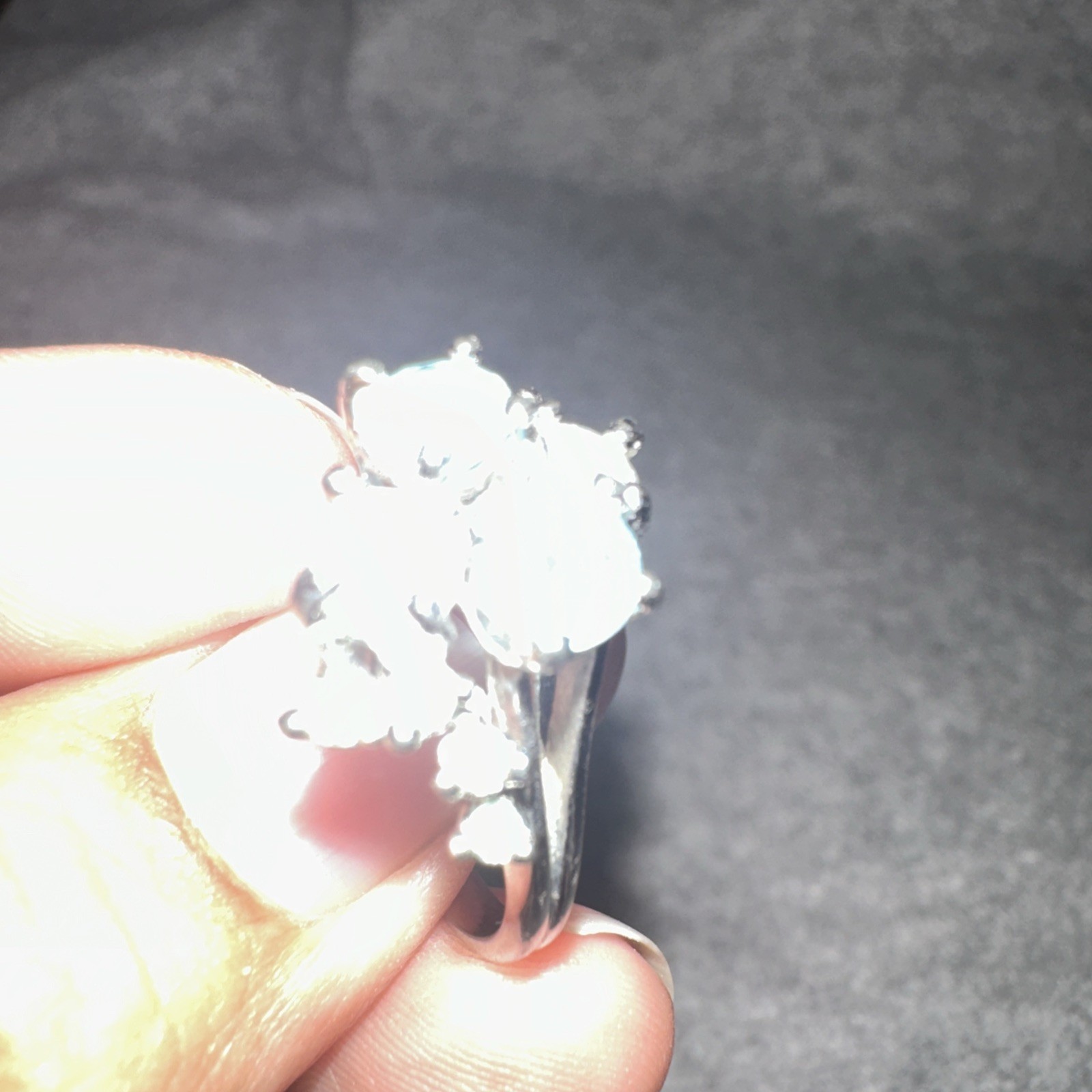 Vintage NV Signed Blue Topaz White Quartz Sterling Silver Band Ring Sz 6
