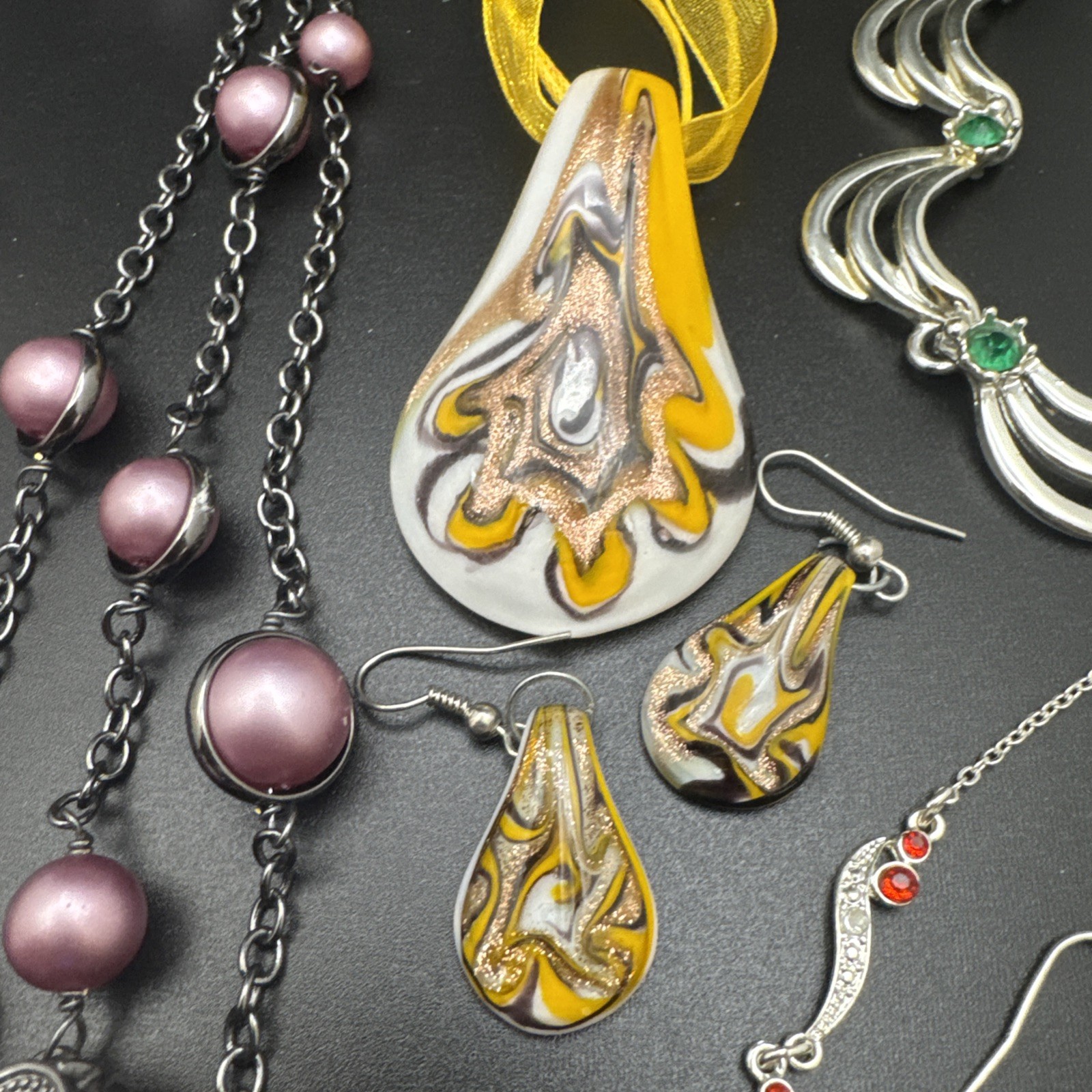Vintage Costume Jewelry Lot Matching Necklace Earring Sets Boho Statement