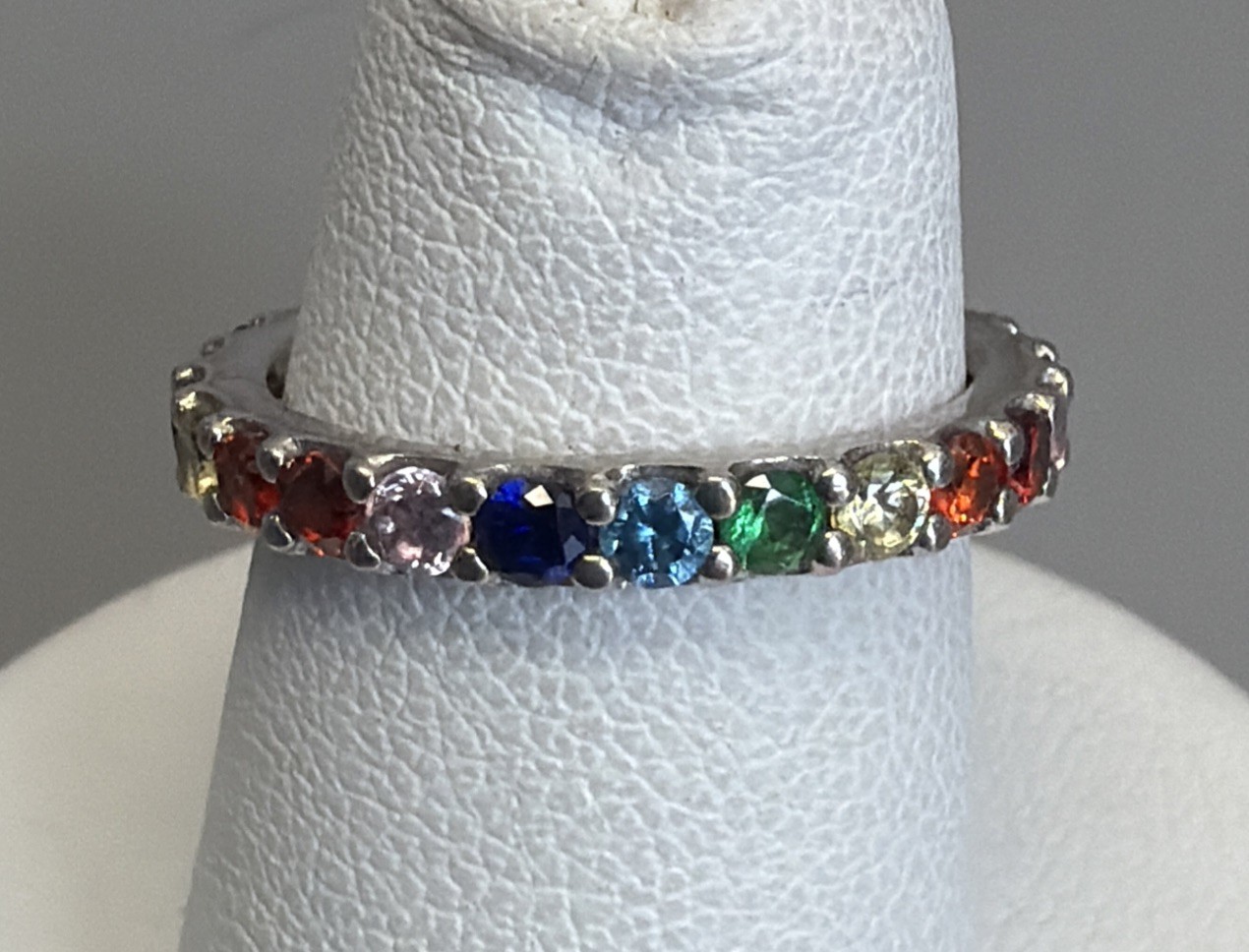 Sterling Silver Lot Of 5 Various MOP CZ Multicolor And White/Clear Rings Size 5