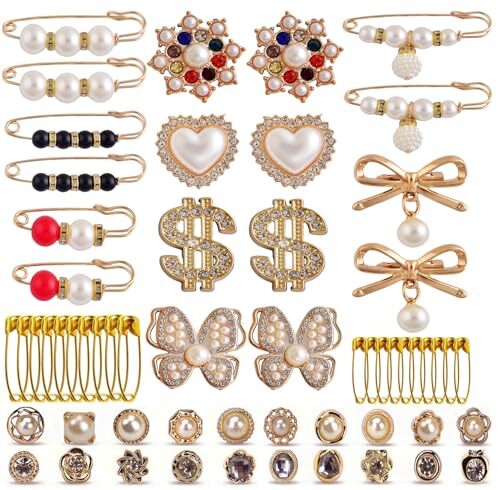 Charms for Socks Safety Pins 54pcs Brooches and Pins for Women Gold Junk Sock